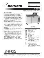 Delfield 186114 PTB Specification Sheet предпросмотр