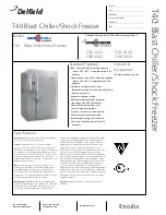 Preview for 1 page of Delfield Convochill T40 Specification Sheet