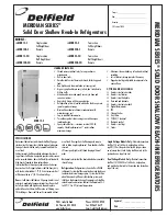 Delfield Meridian MRR1S-S Specifications preview