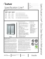 Delfield SAR Specifications preview