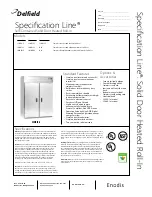 Preview for 1 page of Delfield Self-Contained Solid Door Heated Roll-In SSHRI-S Specifications