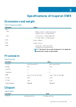 Preview for 9 page of Dell Inspiron 3585 Setup And Specifications