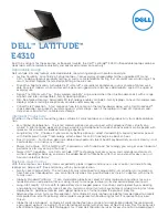 Dell Latitude E4310 Brochure & Specs preview