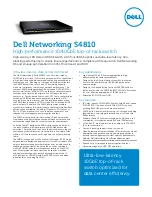 Preview for 1 page of Dell Networking S4810 Specifications