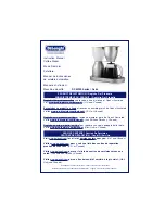 Preview for 1 page of DeLonghi DCM900 Series Instruction Manual