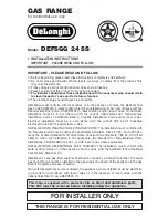 Предварительный просмотр 1 страницы DeLonghi DEFSGG 24 SS Installation Instructions Manual