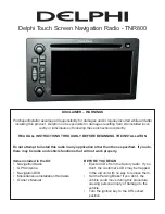 Delphi TNR800 - Navigation System With DVD-ROM Installation Instructions Manual preview