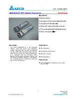 Preview for 1 page of Delta Electronics 10GBASE-LR SFP+ Optical Transceiver LCP-10G3B4QDR Specification Sheet