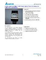 Preview for 1 page of Delta Electronics Optical Transceiver Modules OPT-622A1F1R Specification Sheet