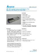 Preview for 1 page of Delta Electronics SFP Bi-Directional Transceiver Module SPBD-155E4J1RT Specification Sheet