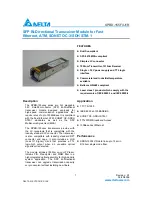 Preview for 1 page of Delta Electronics SFP Bi-Directional Transceiver Module SPBD-155F4J1R Specification Sheet