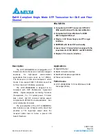 Delta Electronics Single Mode SFP Transceiver LCP-1250B4MDRx Specification Sheet preview