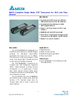 Preview for 1 page of Delta Electronics Single Mode SFP Transceiver LCP-1250B4MDRx Specification Sheet