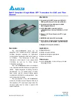 Delta Electronics Single Mode SFP Transceiver LCP-1250B4QDRx Specification Sheet preview