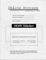 Preview for 1 page of DeLuxe Stitcher 18AW Operation And Maintenance Manual