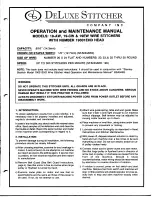 DeLuxe Stitcher 19-aw Operation And Maintenance Manual preview