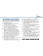 Preview for 2 page of Deni 14150 Instructions For Proper Use And Care Manual