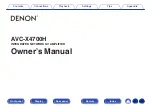 Denon AVC-X4700H Owner'S Manual предпросмотр