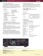 Предварительный просмотр 2 страницы Denon AVR-1601 Brochure & Specs