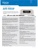 Denon AVR-985SP Brochure & Specs предпросмотр