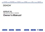 Preview for 1 page of Denon AVR-A110 Owner'S Manual