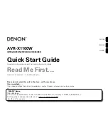 Denon AVR-X1100W Quick Start Manual предпросмотр