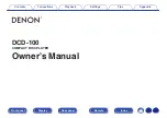 Preview for 1 page of Denon DCD-100 Owner'S Manual