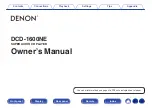 Denon DCD-1600NE Owner'S Manual предпросмотр