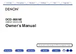 Предварительный просмотр 1 страницы Denon DCD-800NE Owner'S Manual