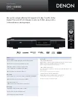 Denon DVD1800BD - Blu-Ray Disc Player Specifications preview