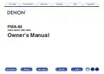 Предварительный просмотр 1 страницы Denon PMA-60 Owner'S Manual