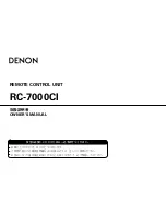 Предварительный просмотр 1 страницы Denon RC-7000CI - Remote Control - Infrared/radio Owner'S Manual