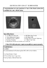 Preview for 1 page of Denver CSW-1200 Manual