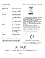 Preview for 10 page of Denver DMP371 Operating Instructions Manual