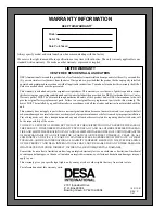 Preview for 20 page of Desa BLUE FLAME BLUE FLAME VENT-FREE NATURAL GAS HEATER Operation And Installation Manual