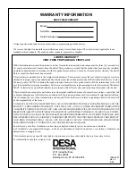 Предварительный просмотр 44 страницы Desa CFGF28PTA Owner'S Operation And Installation Manual