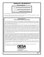 Предварительный просмотр 20 страницы Desa CFP1000BT Owner'S Operation And Installation Manual