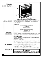 Preview for 4 page of Desa Comfort Glow CGCF26TP Owner'S Operation And Installation Manual