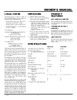 Preview for 3 page of Desa DynaVent DNV25NB Owner'S Operation And Installation Manual