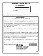 Preview for 18 page of Desa RN30E-CAN Owner'S Operation And Installation Manual