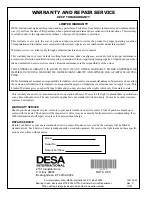 Предварительный просмотр 12 страницы Desa TC100R Owner'S Manual