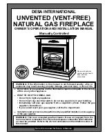 Desa UNVENTED (VENT-FREE) NATURAL GAS FIREPLACE Owner'S Operating & Installation Manual preview