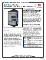 Preview for 1 page of Desco 19651 Installation, Operation And Maintenance Manual