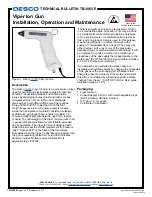 Preview for 1 page of Desco Viper Ion Gun Installation, Operation And Maintenance