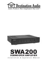 Destination Audio SWA200 Installation & Operation Manual preview