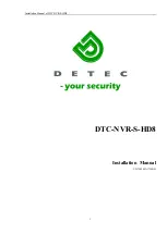 Preview for 1 page of Detec DTC-NVR-S-HD8 Installation Manual