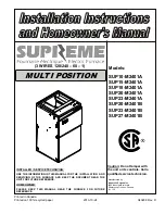 Preview for 1 page of Dettson SUPREME SUP10-M2401A Installation Instructions And Homeowner'S Manual