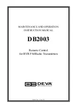 Preview for 1 page of DEVA Broadcast DB2003 Maintenance And Operation Instruction Manual