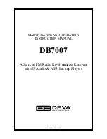 DEVA Broadcast DB7007 Maintenance And Operation Instruction Manual preview