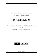 DEVA Broadcast DB9009-RX Maintenance And Operation Instruction Manual preview